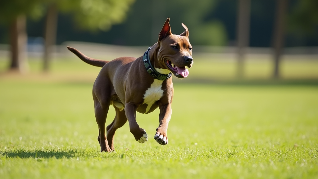 Active Pitbull running outdoors